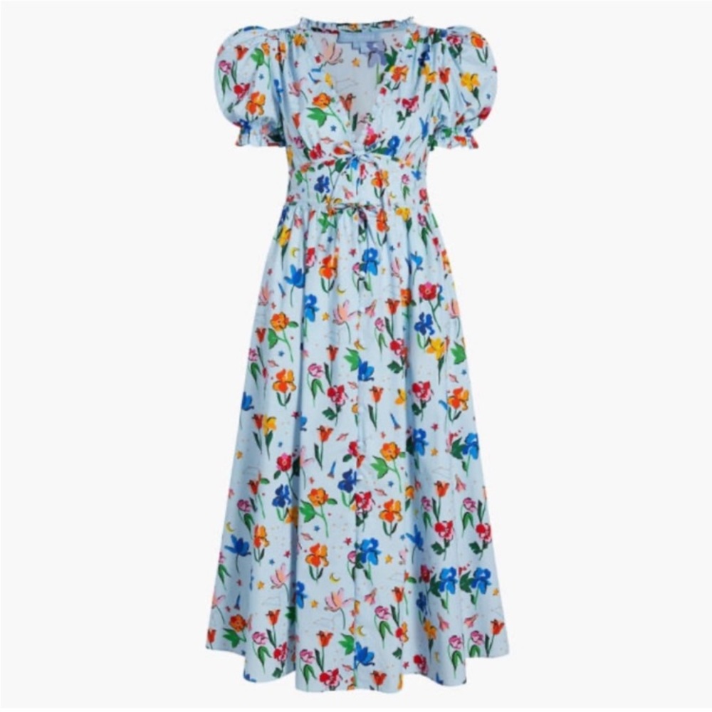 Hill House Floral Midi Dress - Blue and Red - Picture 4 of 13